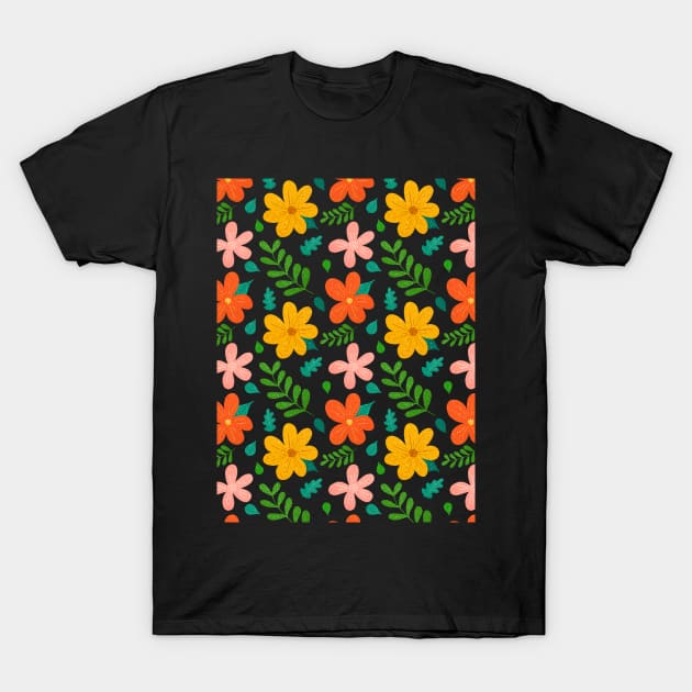 Colorful Floral pattern T-Shirt by Juliana Costa